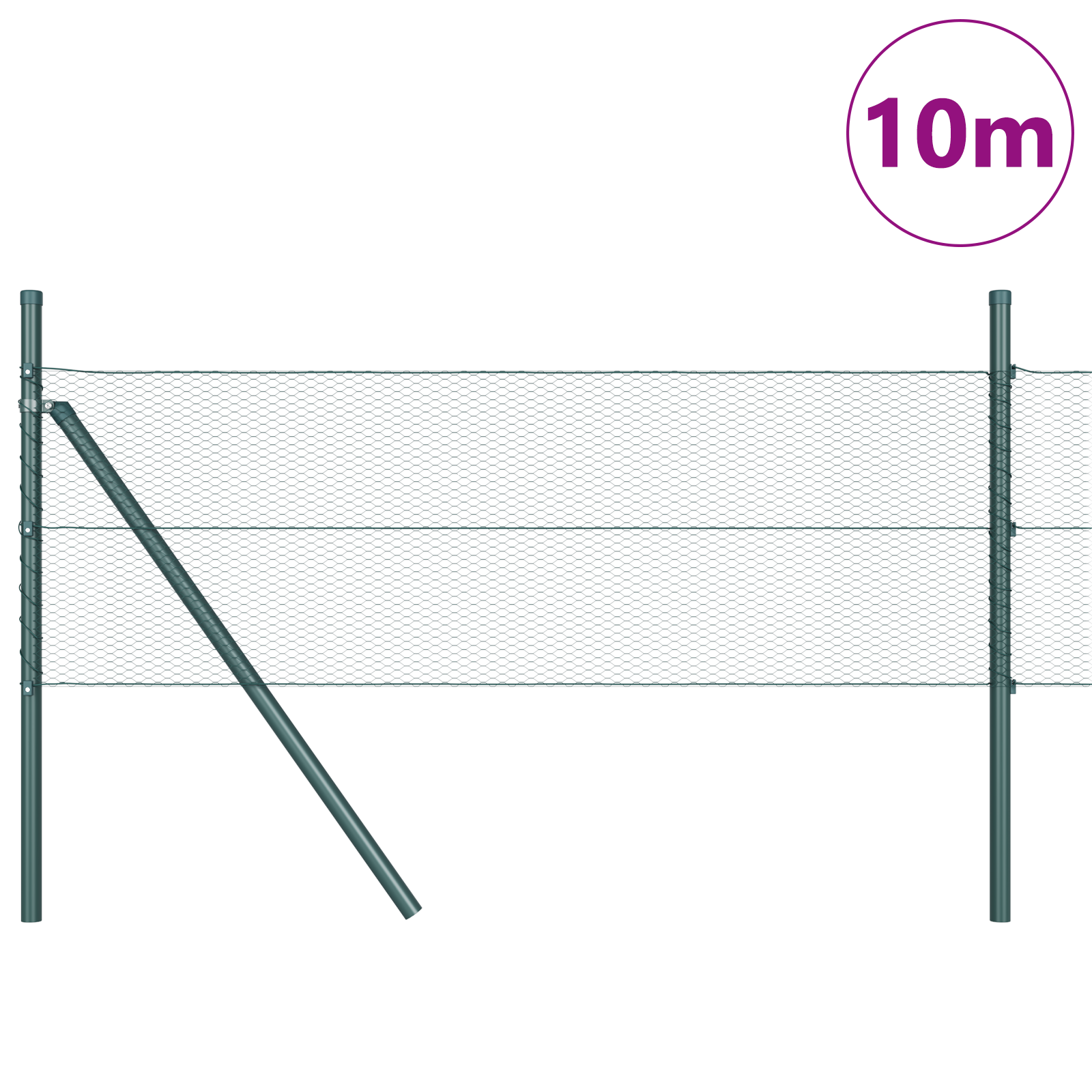 Słupek ogrodzeniowy. Zielony 10 x 0,4 m (siatka 13 mm) vidaXL