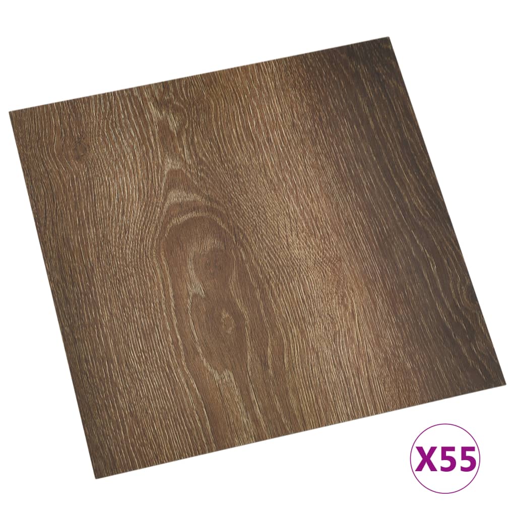 55 piezas lamas para suelo autoadhesivas | tarimas de suelo | tarimas autoadhesivas pvc 5,11 m² marrón cfw57160