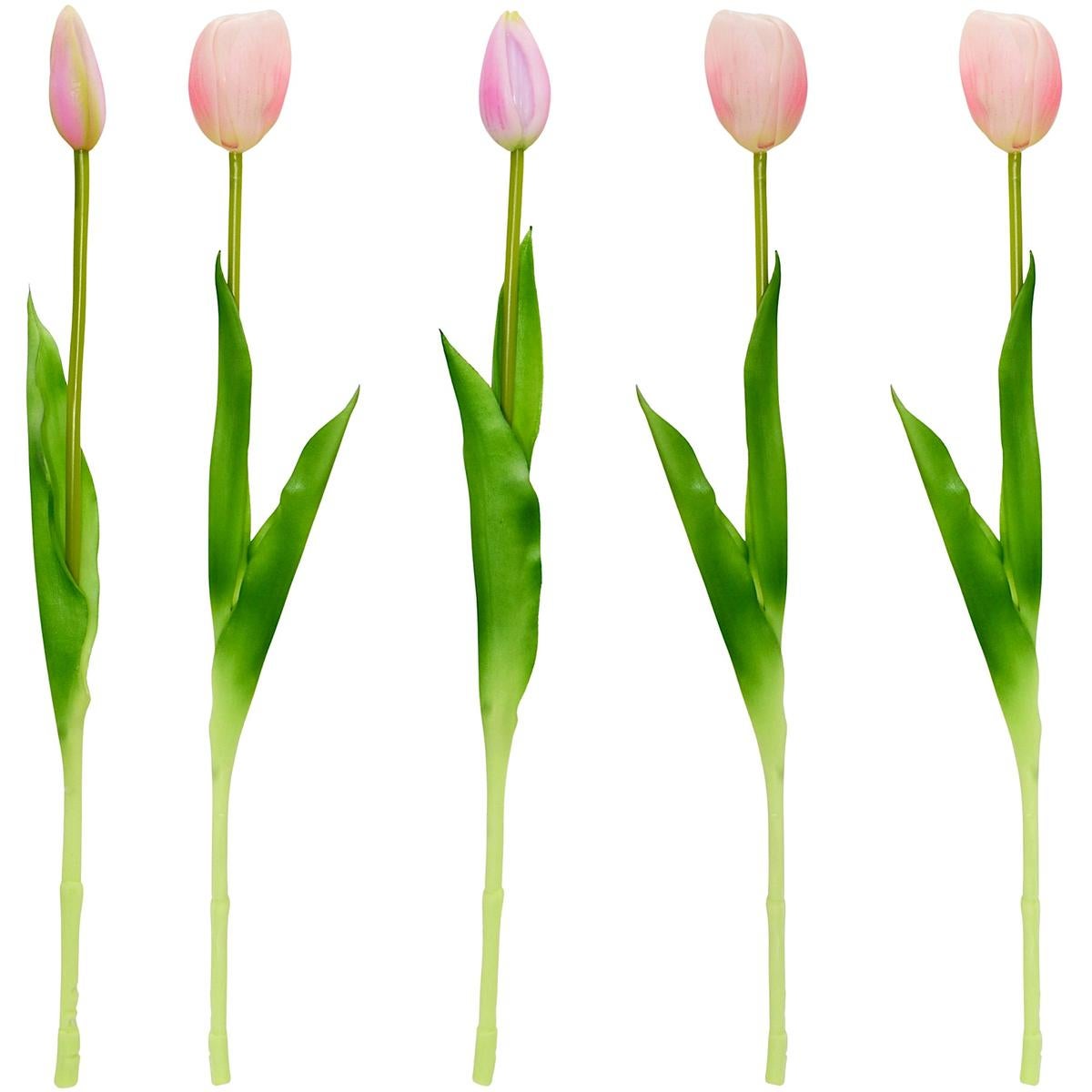 Sztuczny bukiet tulipanów różowych 39 cm - kwiaty dekoracyjne do wazonu 5 sztuk