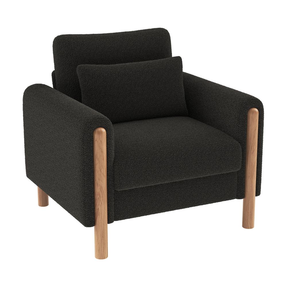 Fauteuil Moderne en Velours Teddy avec Coussins Épais, Confort Optimal et Structure Solide – Système de Protection Anti-rayures et Design Élégant - 4