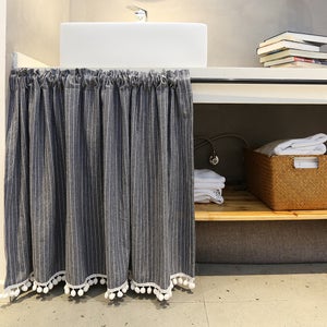 AQCQDQ Rideau brise-bise moderne, style maison de campagne brodé, demi-rideau pour fenêtre, café, cuisine, court, anti-poussière, translucide, (l x H) 100 x 55 cm