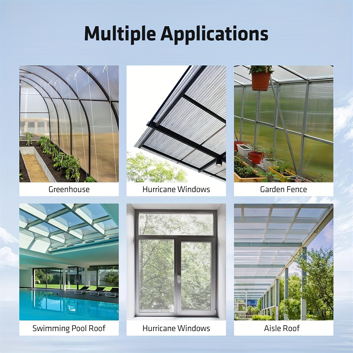 Panneaux de toiture en polycarbonate, panneaux d'éclairage transparents en PRFV, adaptés aux serres et au jardinage (0,5 x 5 m x 0,8 mm). - 6