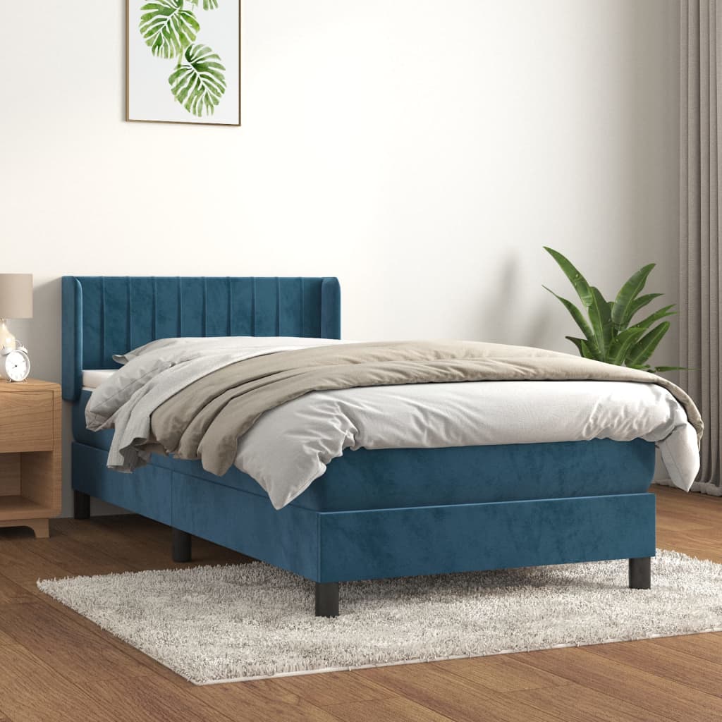 Sommier à lattes de lit avec matelas Bleu foncé 100x200 cm — COMFORTXL - 2