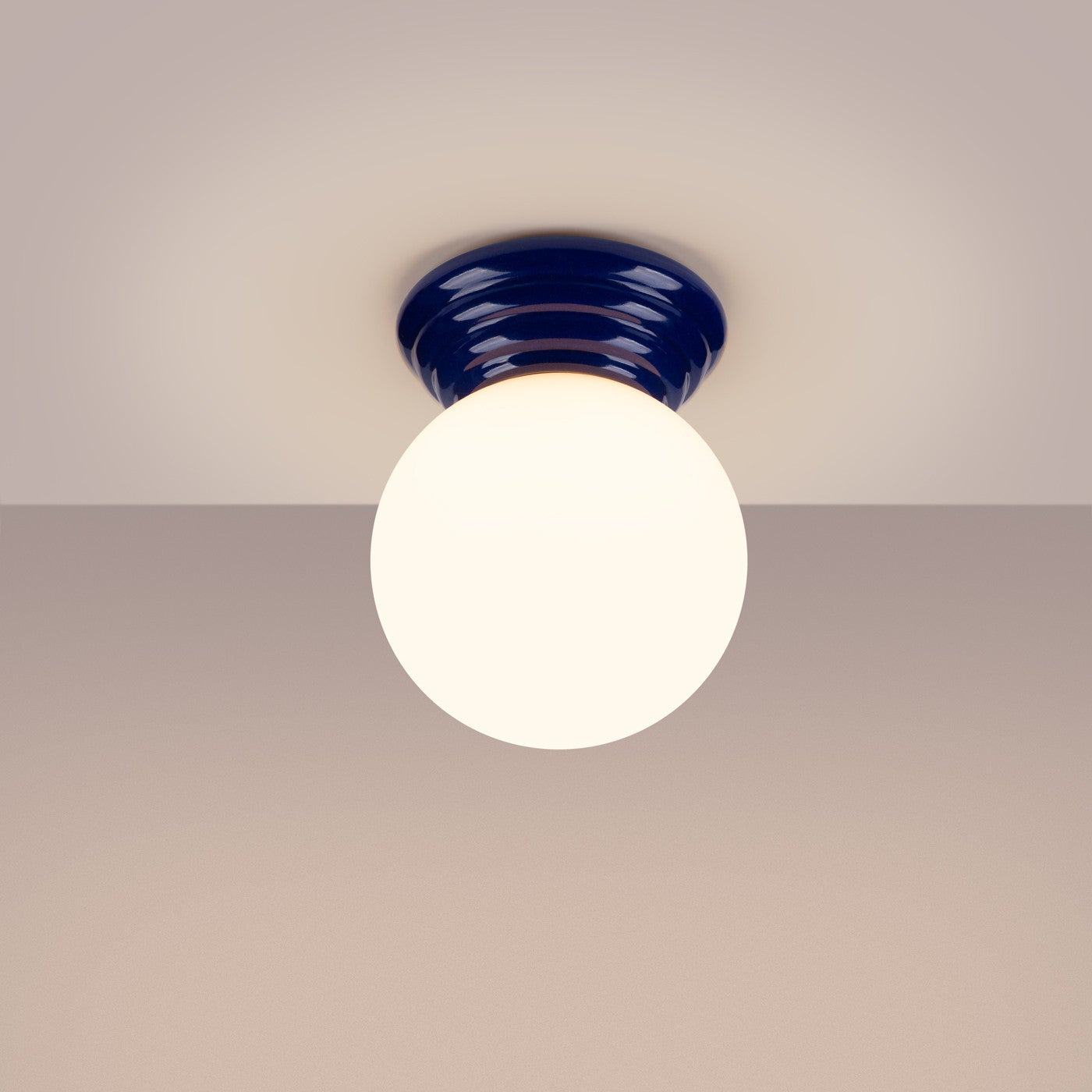 Lampa sufitowa ceramiczna szkliwiona ZORI ultramaryna 1xG9x8W ceramika / gips wym:12x12x16cm IP44 Sollux Lighting - 4