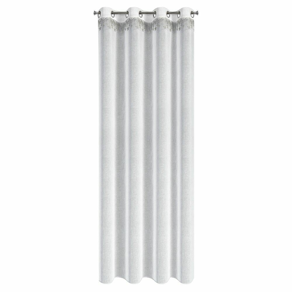 Firana świąteczna Eurofirany 140x250 cm biała srebrne gwiazdki 1 szt.