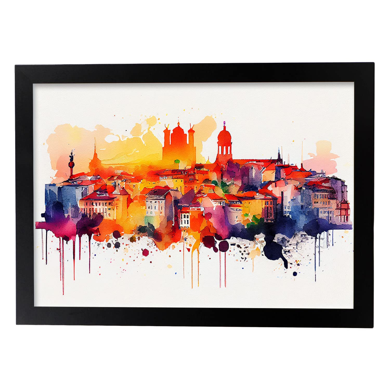 Nacnic poster de lisboa en estilo acuarela ilustraciones a todo color de ciudades y monumentos del mundo diseño moderno y modelo 1 a3 con marco negro