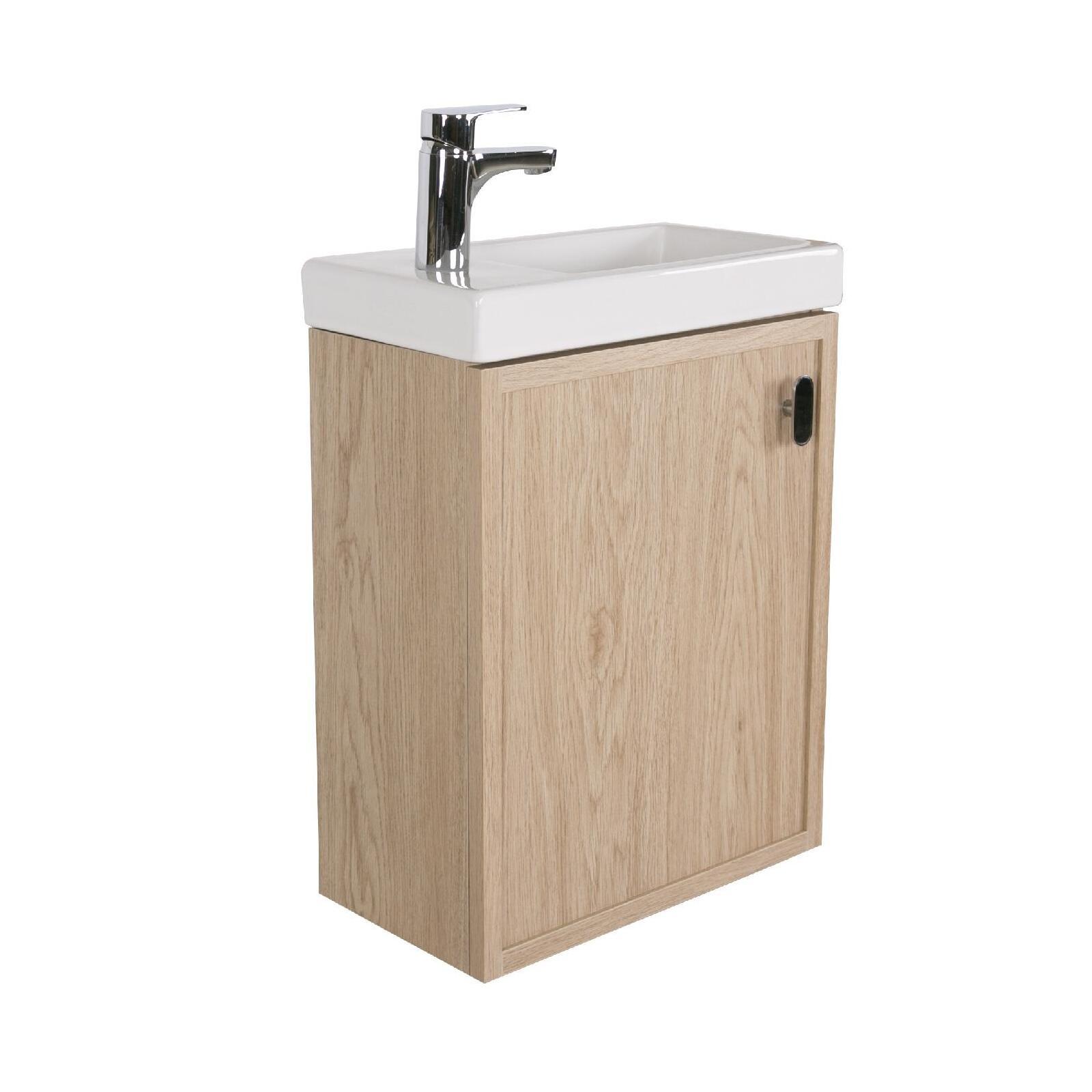 Ensemble meuble lave-mains décor chêne FRAME + robinet - 2