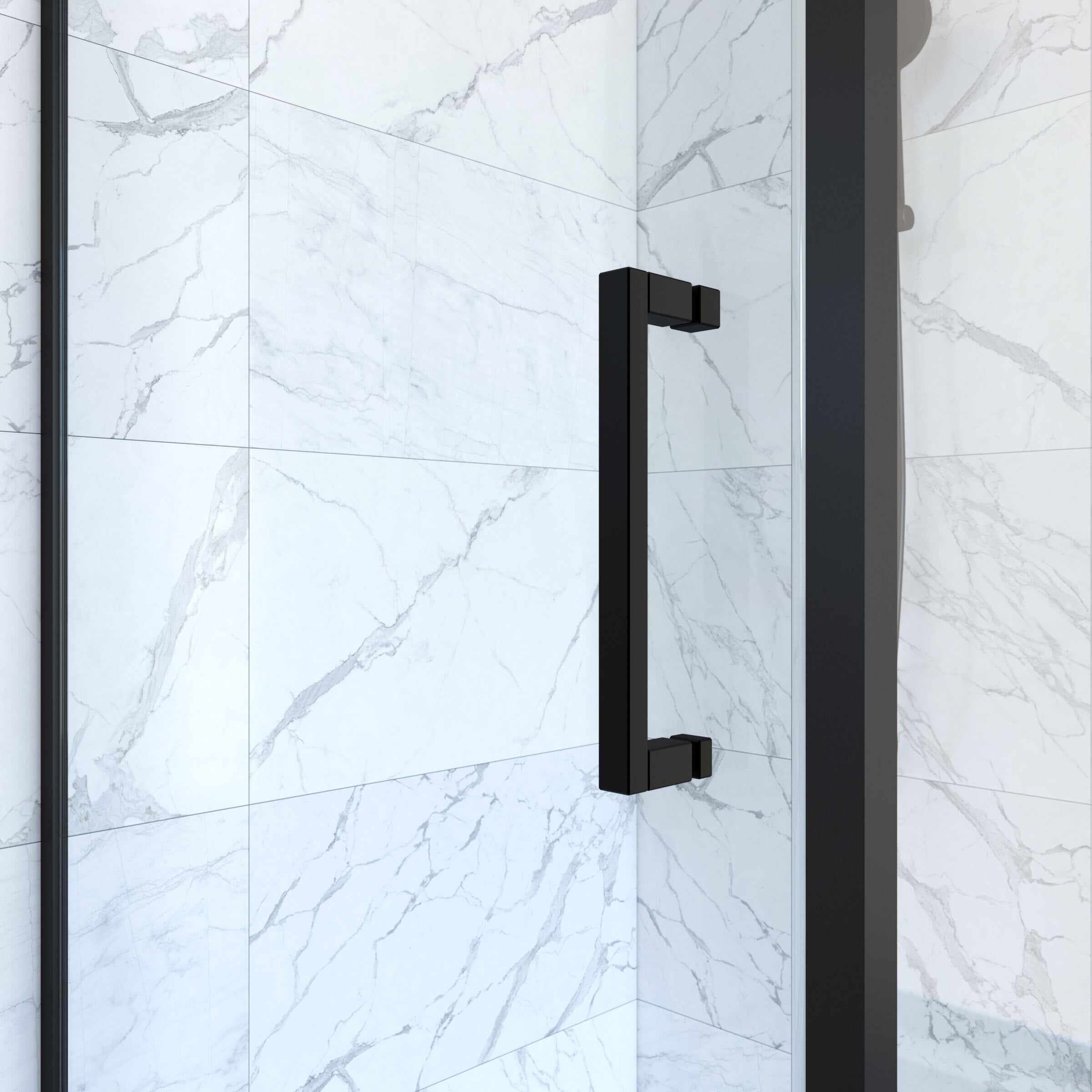 Porte de douche Pivotante et retour 90x90x200 - Profilés noir mat - CRUSH PIVOTANTE - 2