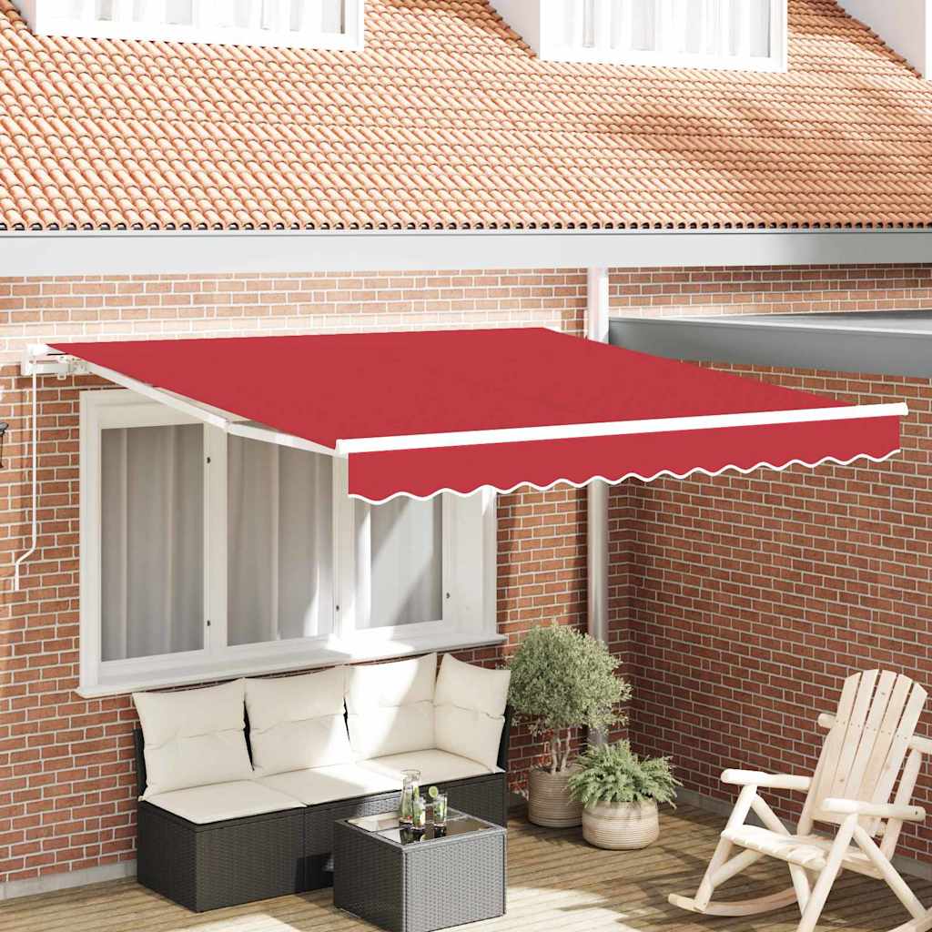 Toldo retráctil rojo 350 x 250 cm poliéster y aluminio