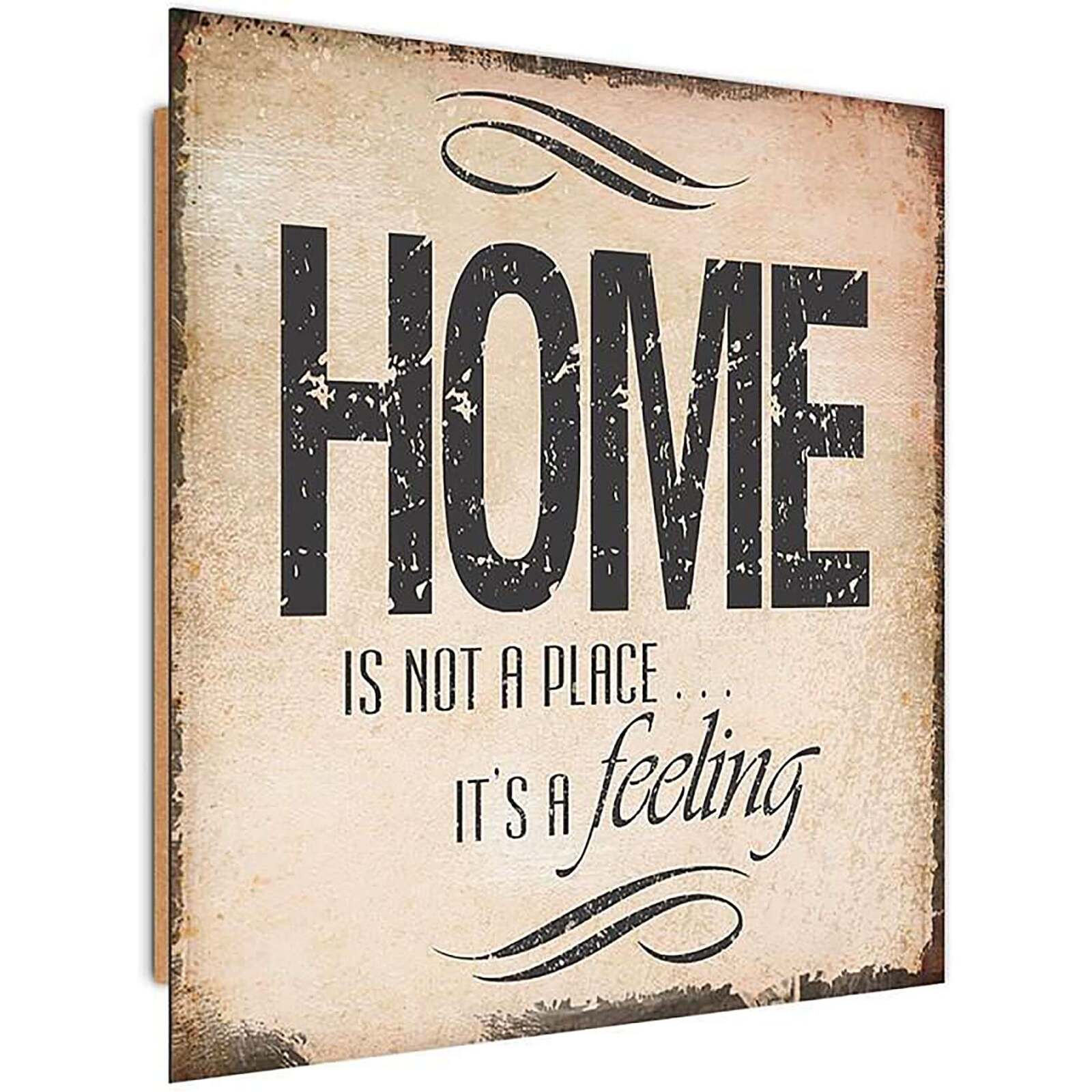 Tableau bois la maison est pas un endroit - 80 x 80 cm - 2