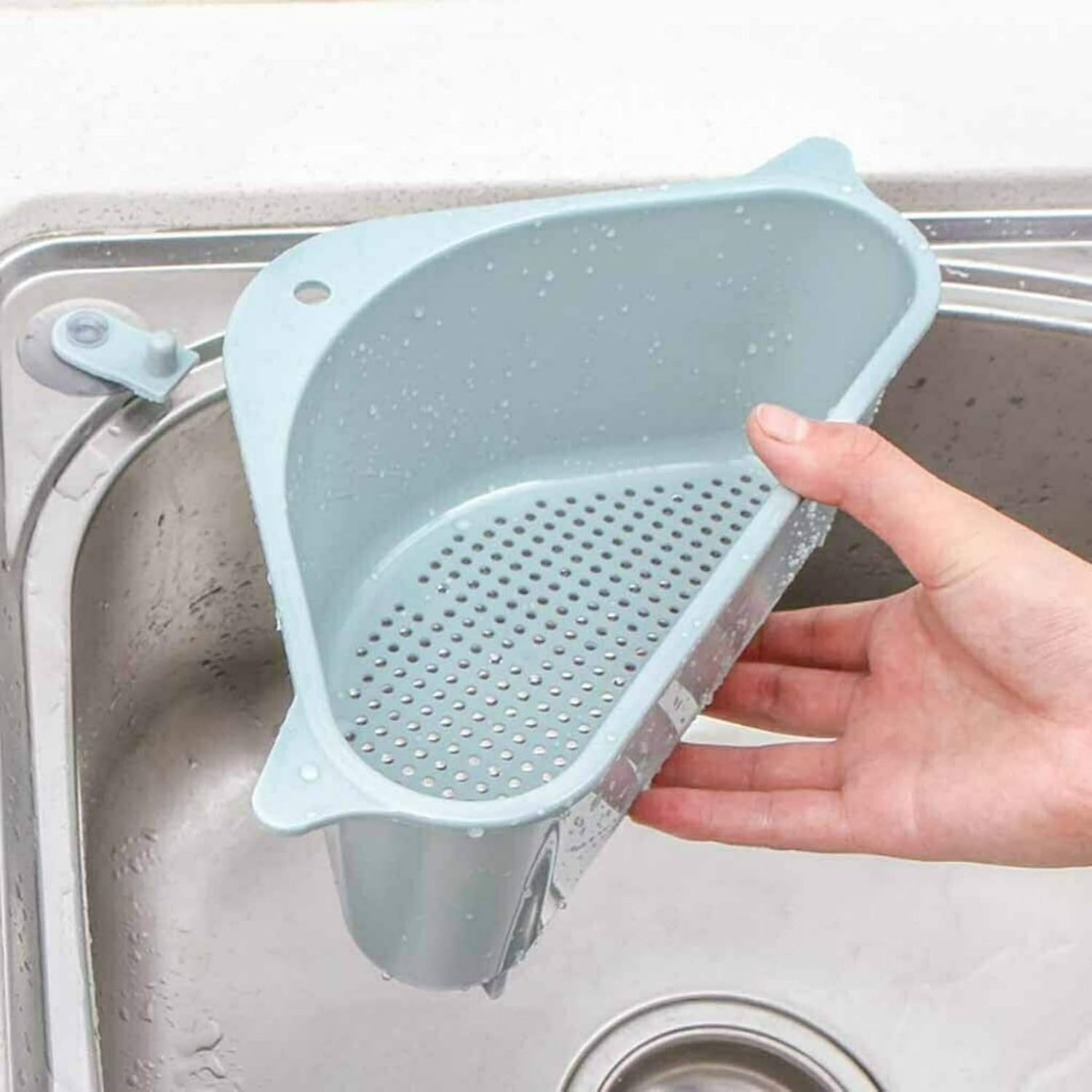 Plateau D'évier - Panier De Vidange à Ventouse - Support De Rangement Triangulaire Panier De Vidange Pour Legumes Fruits 97522525