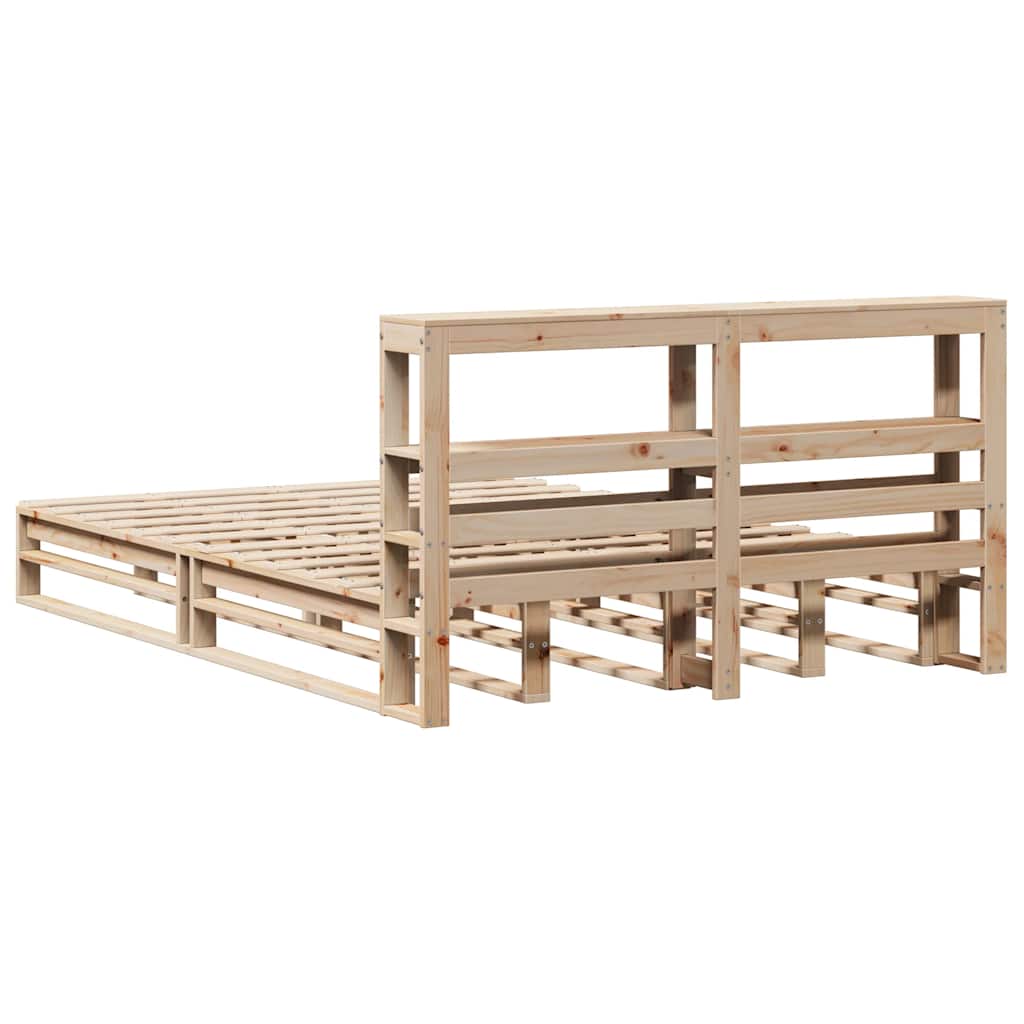 Cadre de lit sans matelas 160 x 200 cm bois massif de pin - 8