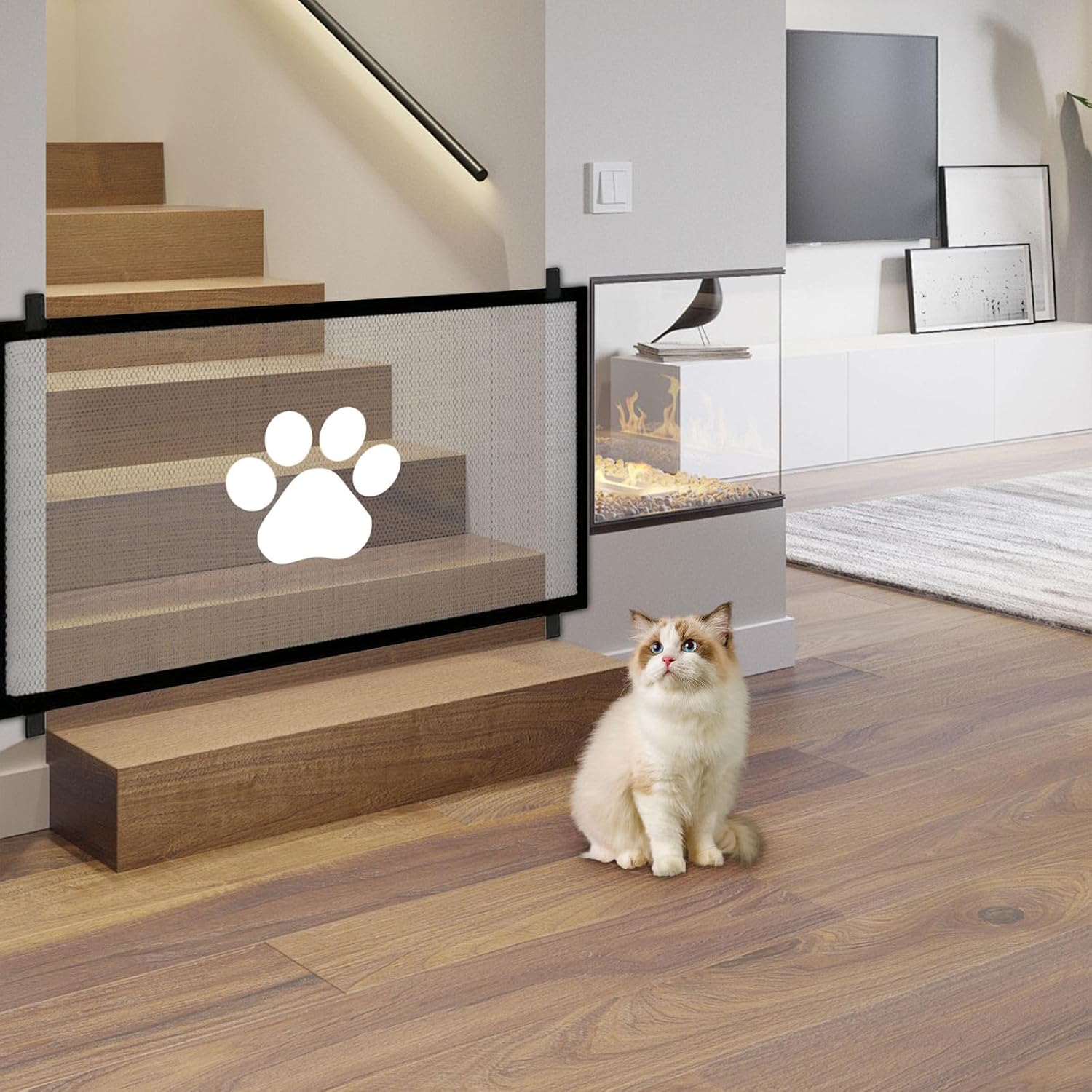 Przenośna bramka zabezpieczająca schody, przyjazna dzieciom i zwierzętom, 180 x 78 cm, nie wymaga wiercenia