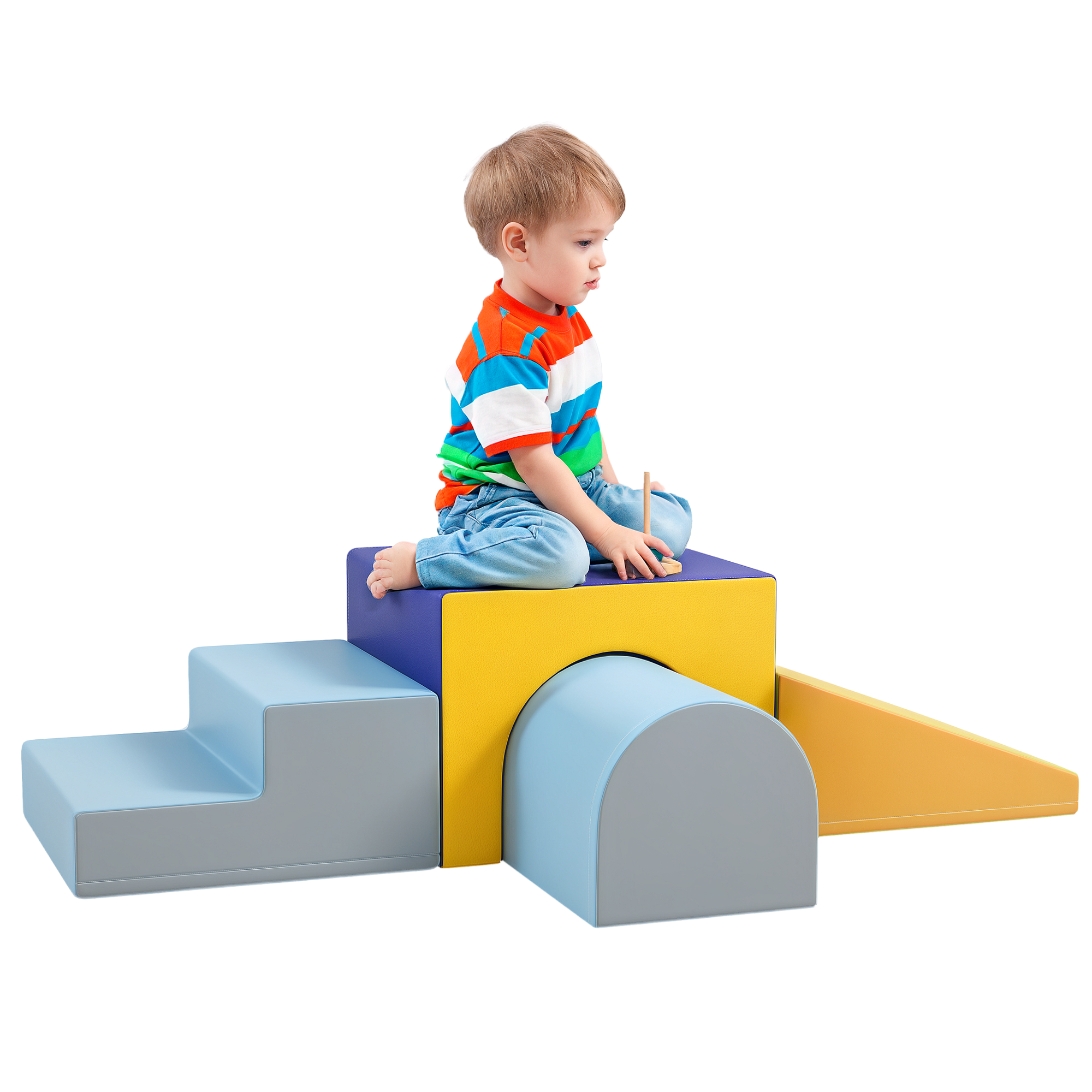 Blocs De Construction Souples Pour Bébé - Set De 4 Pièces En Mousse Bleu-gris Pour Escalade Et Jeux D'éveil - Tapis De Jeu Sécurisé Pour Intérieur