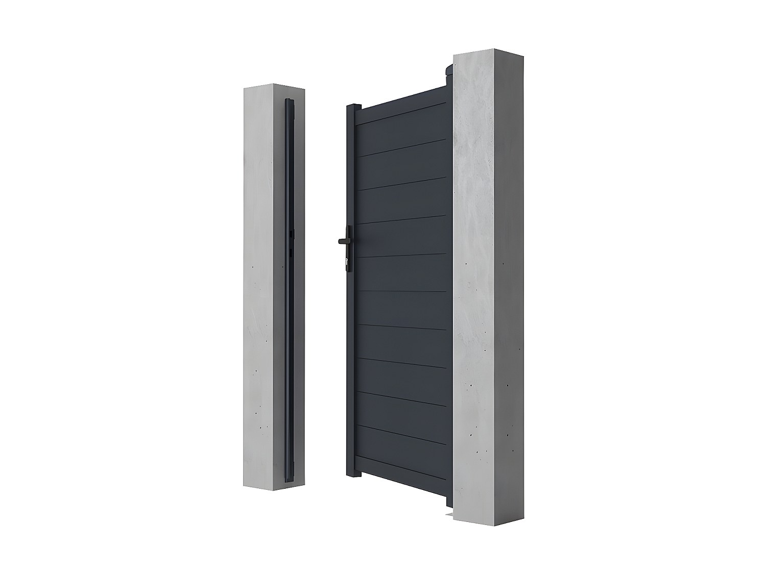 Portillon battant aluminium plein L103 x H180 cm anthracite - NAZARIO - 4