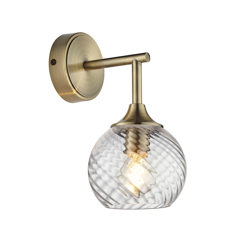 Kinkiet ALLEGRA antyczny mosiężny 1xE14x15W szkło wym:23x12x16cm IP20 Endon