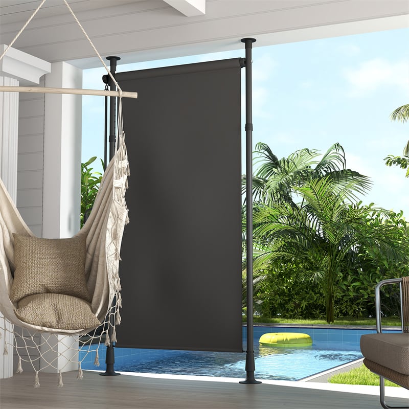 Regulowana pionowa osłona przeciwsłoneczna - poliestrowa osłona przeciwsłoneczna UV30+ z korbą, aluminiowa 120x220-310 cm na taras i do ogrodu