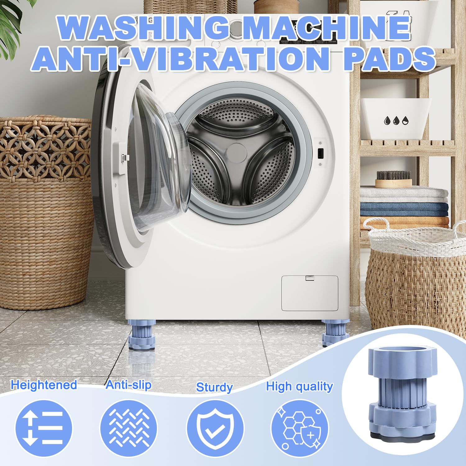 4 Patins Anti-vibrations Caoutchouc Pour Machine à Laver, Sèche-linge, Frigo – Rondelles Amortisseurs De Choc – ANCLLO