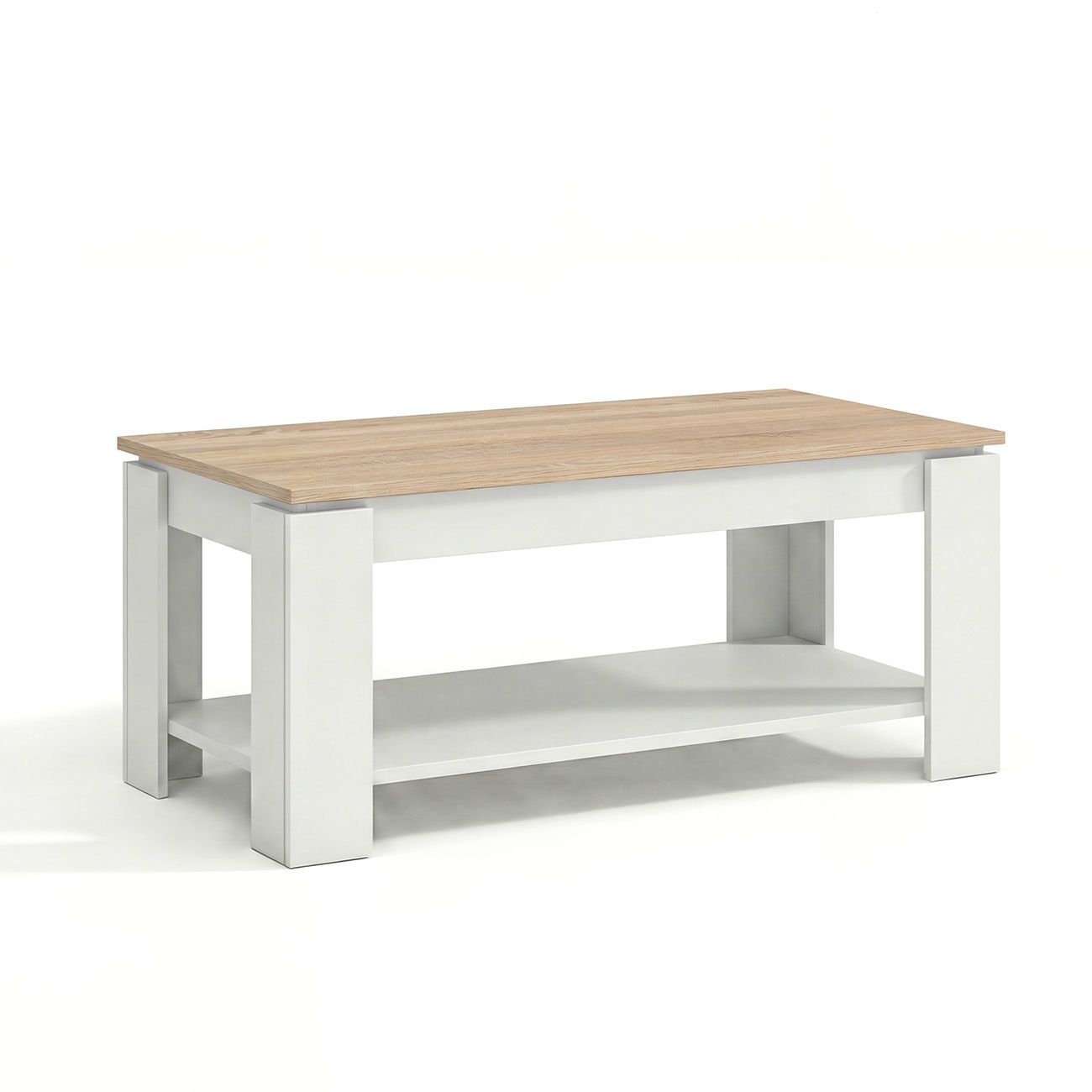 Mesa de centro com arrumação 102x43-54 cm Lya Blanco Artik (Blanco Mate) - Roble Canadian 50 x 54 x cm - 6