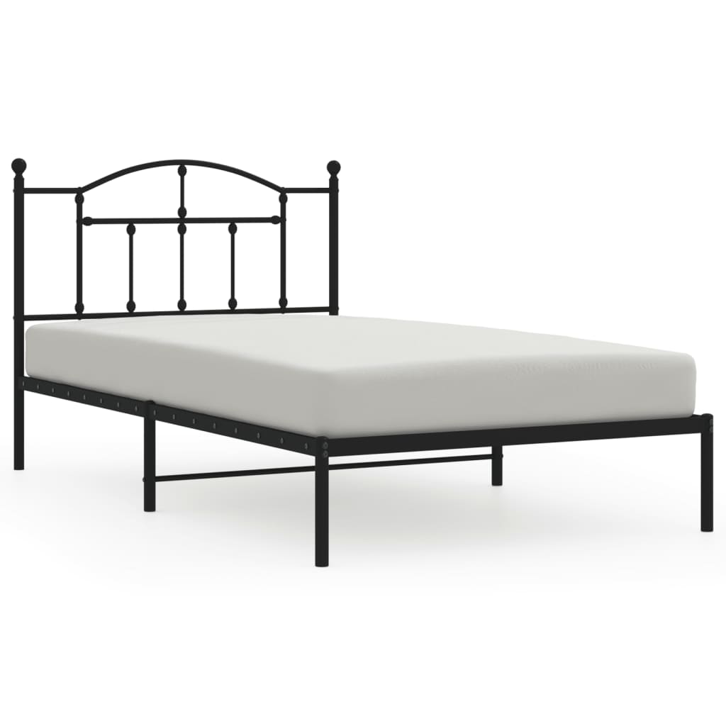 Łóżko Metalowe Czarne Rama Łóżka Ze Stelażem Do Sypialni Pokoju 107x203 cm