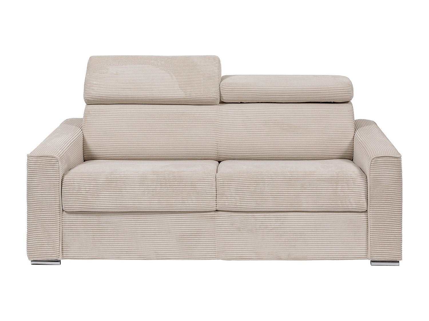 Kanapa 3 osobowa rozkładana typu express z beżowego sztruksu - Miejsce do spania z szerokimi listewkami 140 cm - Materac 14 cm - VIZIR