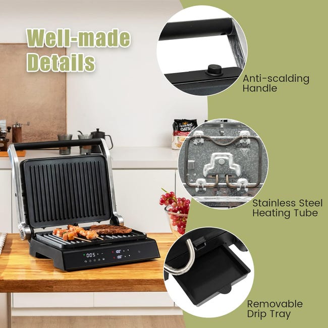 Costway Parrilla Electrica Para Paninis Parrilla Eléctrica En