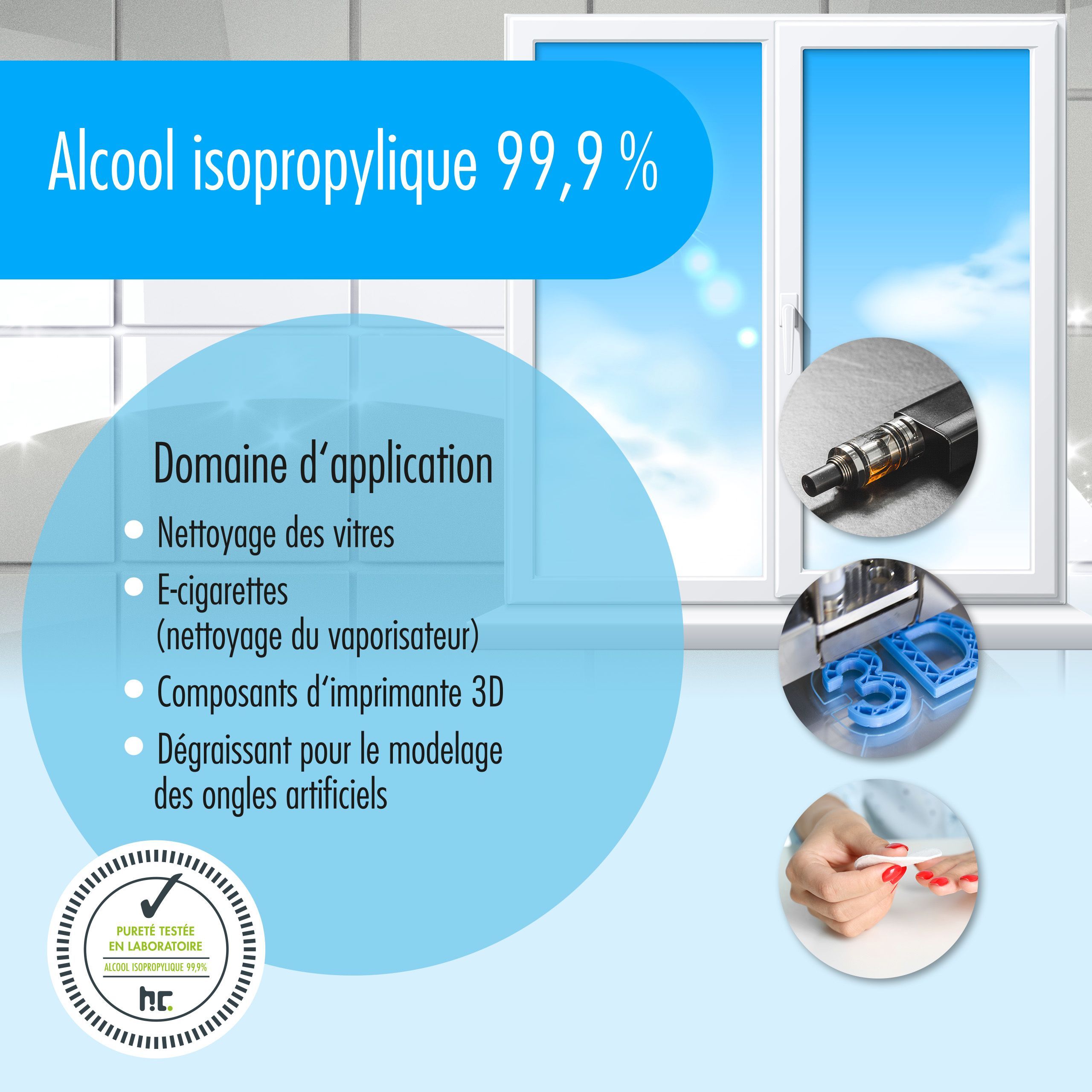 1 x Alcool isopropylique 99,9% Höfer Chemie® en bouteille de 1 L - 6