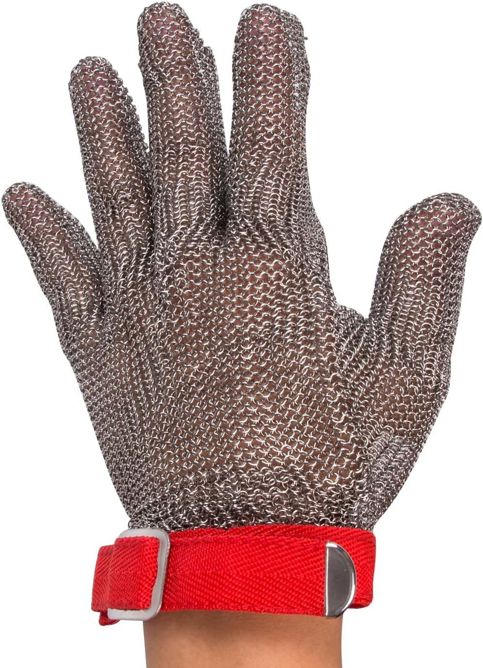Guantes de malla de acero inoxidable, resistentes a cortes y cuchillos, para trabajos de corte, talla M (1 pieza) - 3