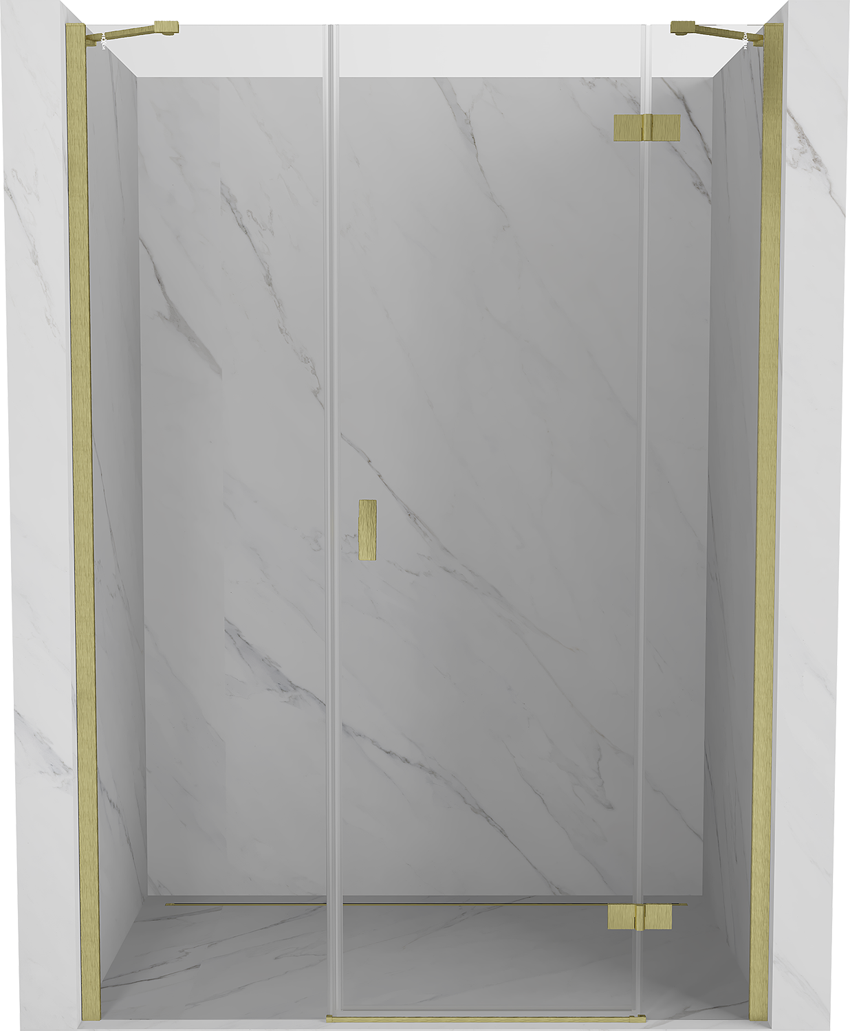 Mexen Mist-H drzwi prysznicowe uchylne prawe 140 cm, transparent, złote szczotkowane - 8A5-140-001-55-00-P
