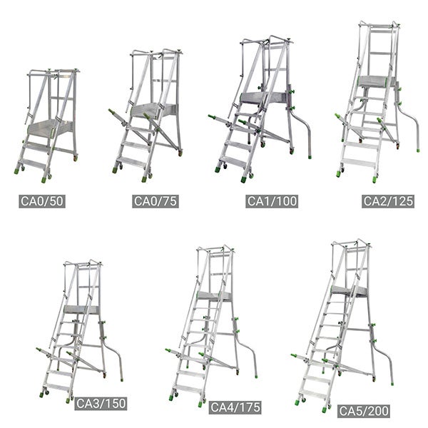 Escabeau roulant 8 marches - Hauteur max. de travail 3.74m - CA4/175 - 4