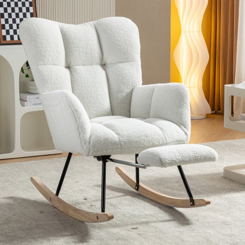 Fauteuil à Bascule Chaise De Relaxation Dossier Réglable - Confort Premium Pour Salon Et Chambre (Beige+Gris)