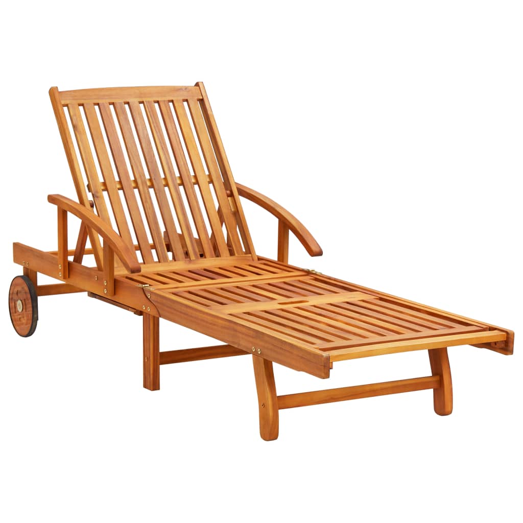 Conjunto de 2 tumbonas hamacas camas de jardín muebles de terraza con cojines madera maciza de acacia 02_0012046 - 2