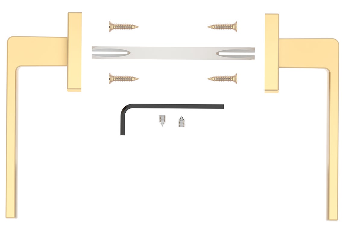 Poignée de porte d'intérieur ERGO, dorée, poignée sans rosace inférieure, poignée carrée or mat, garnitures de porte - 6