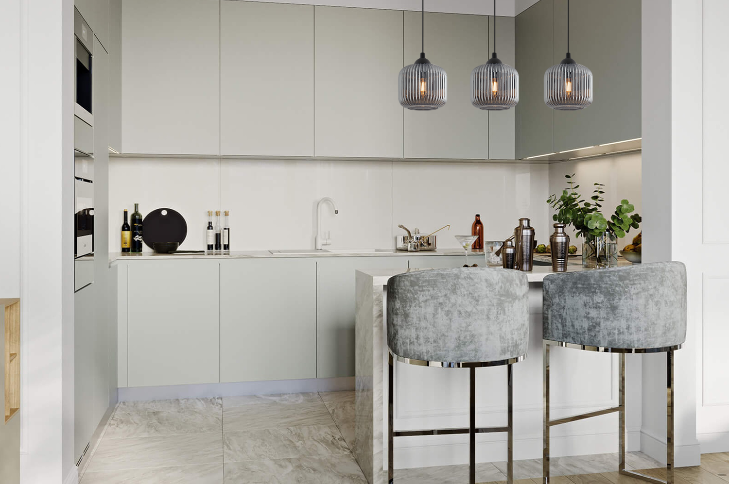 Lampa sufitowa wisząca Riffle loft 3xE27 klosz walec grafit Light Home LH - 4