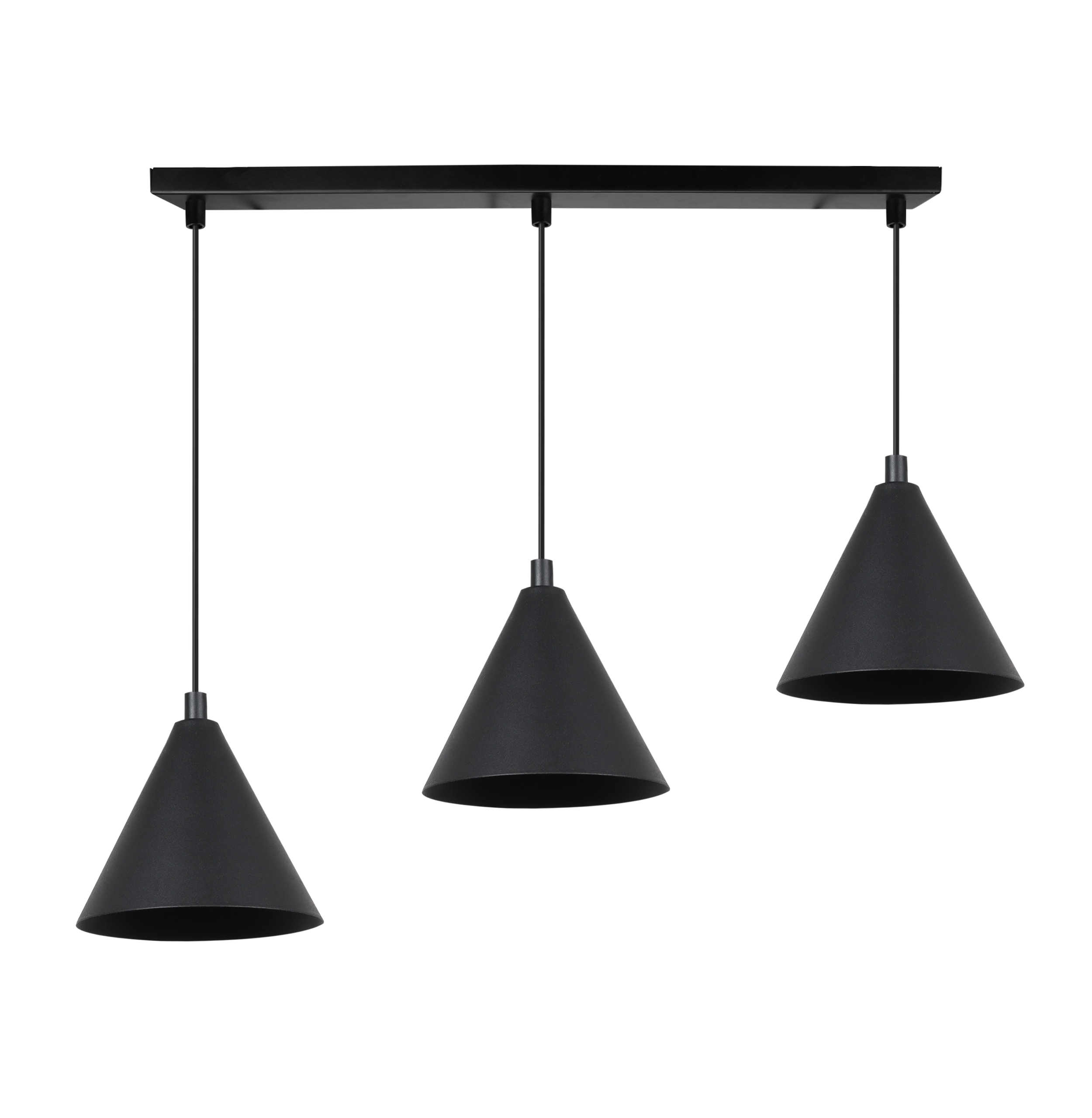 Lampa sufitowa wisząca Soho modern 3xE14 klosz stożek 14cm czarna Light Home LH