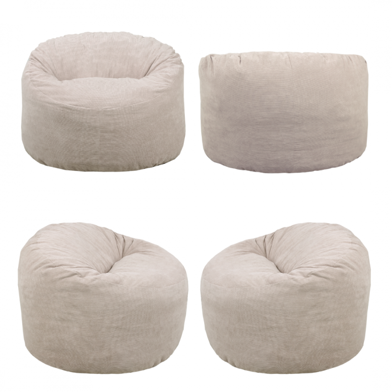 Pouf velours côtelé BANANAIR 100 cm beige - 9