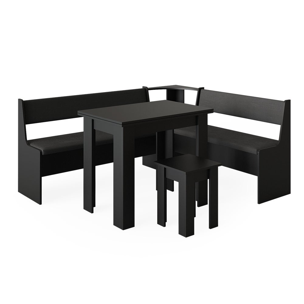 Vicco Grupa ławek narożnych Roman, Czarny, 180 x 150 cm z tabelą