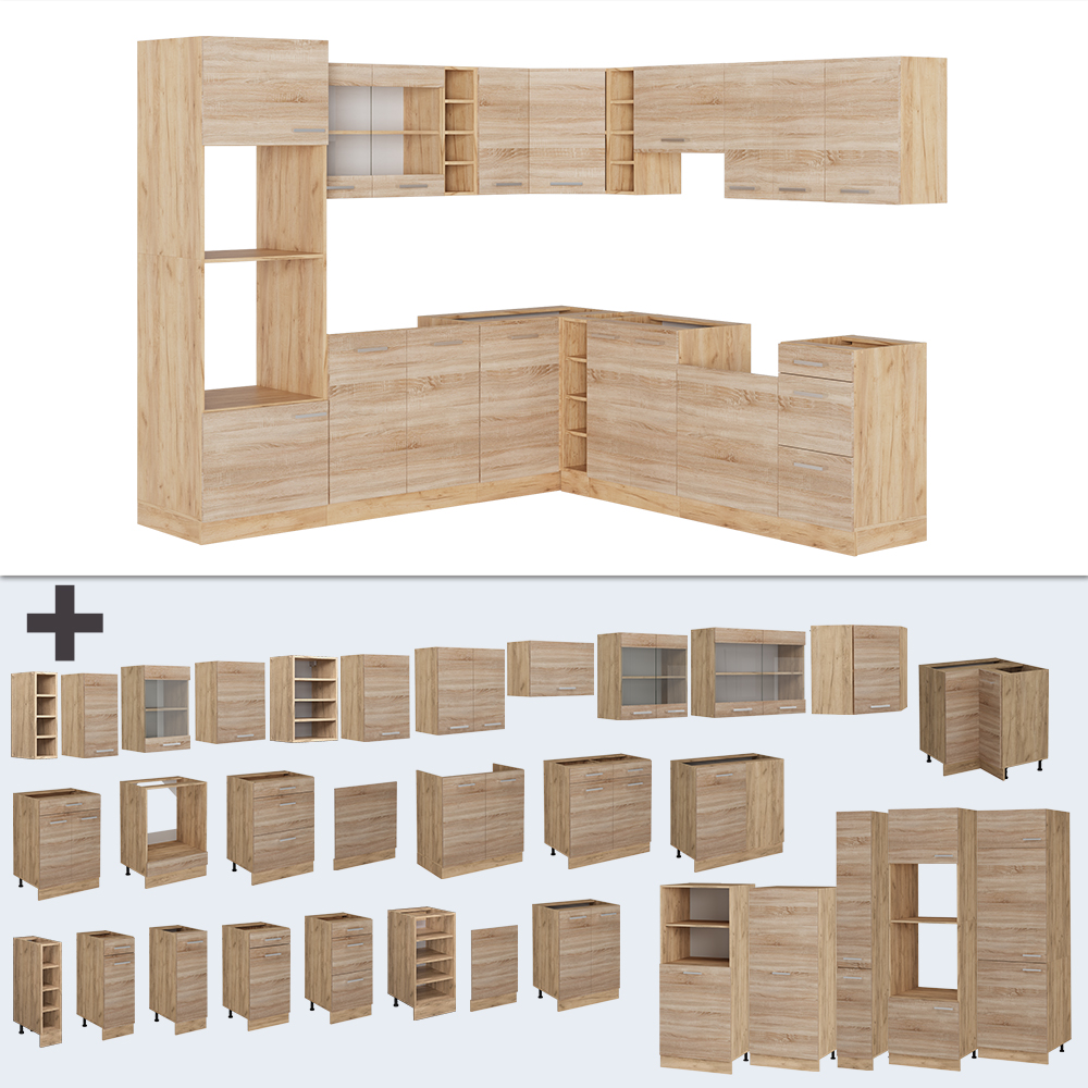 Vicco Cucina angolare completa R-Line, Rovere Sonoma/Goldkraft, 247 x 60 cm , PL Rovere - 5