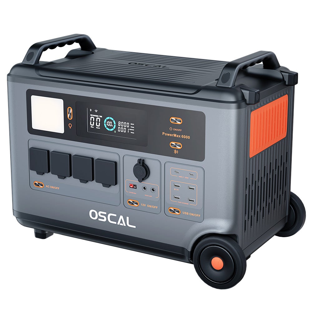 Station d'Énergie Robuste Oscal PowerMax6000 6000W, 3600-57600Wh, Double Tension 120V/240V - Prise EU - 2