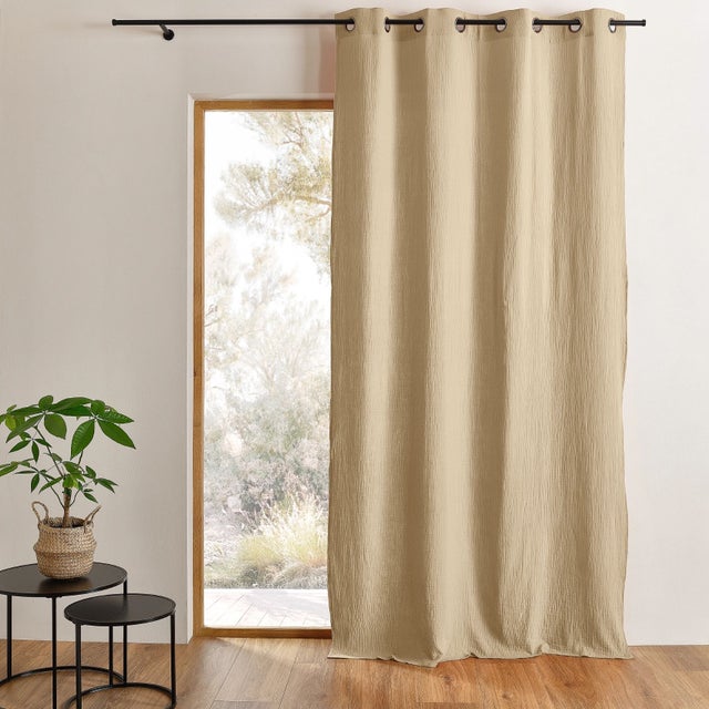 Rideau en gaze de coton tamisant à oeillets MIRMANDE - Ficelle - 130x240 cm - Gaze de coton