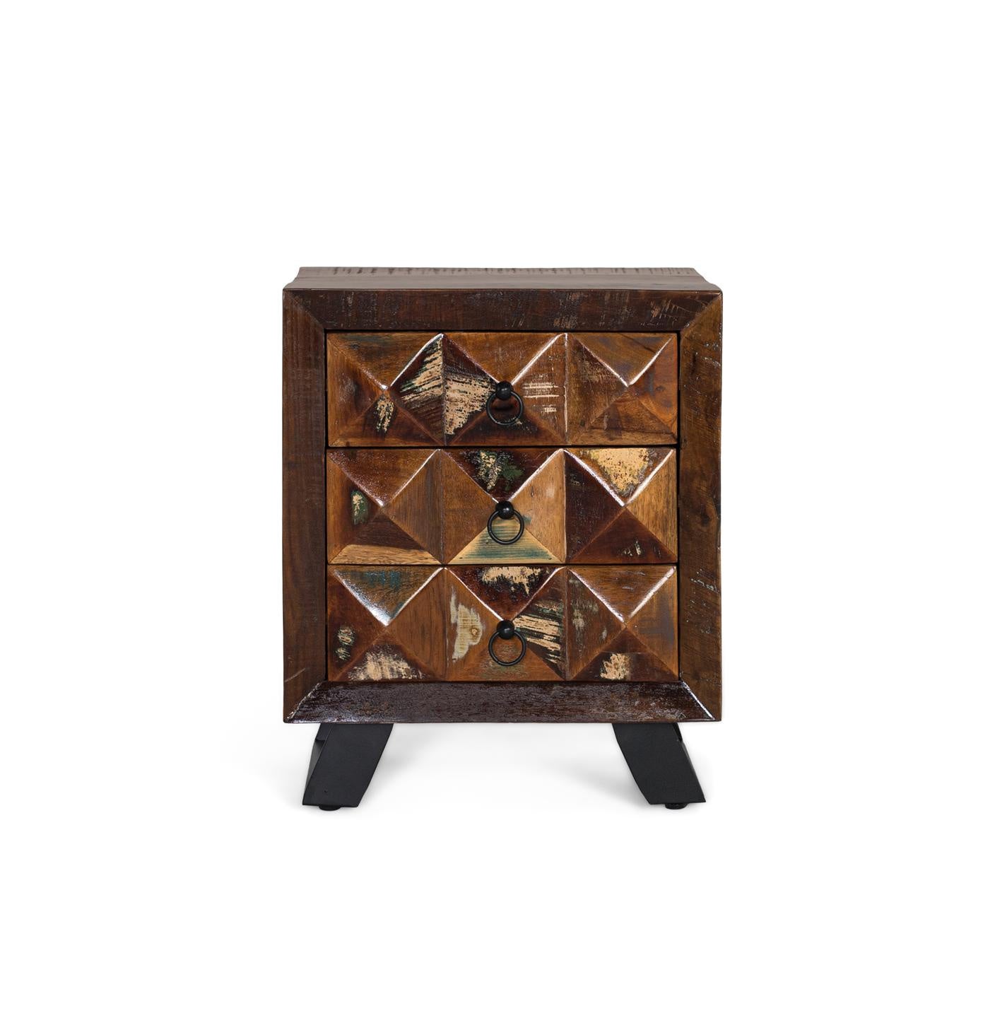 Stoliki nocne z drewna z recyklingu 50 cm w nowoczesnym stylu industrialnym - 60x50x40 GYC