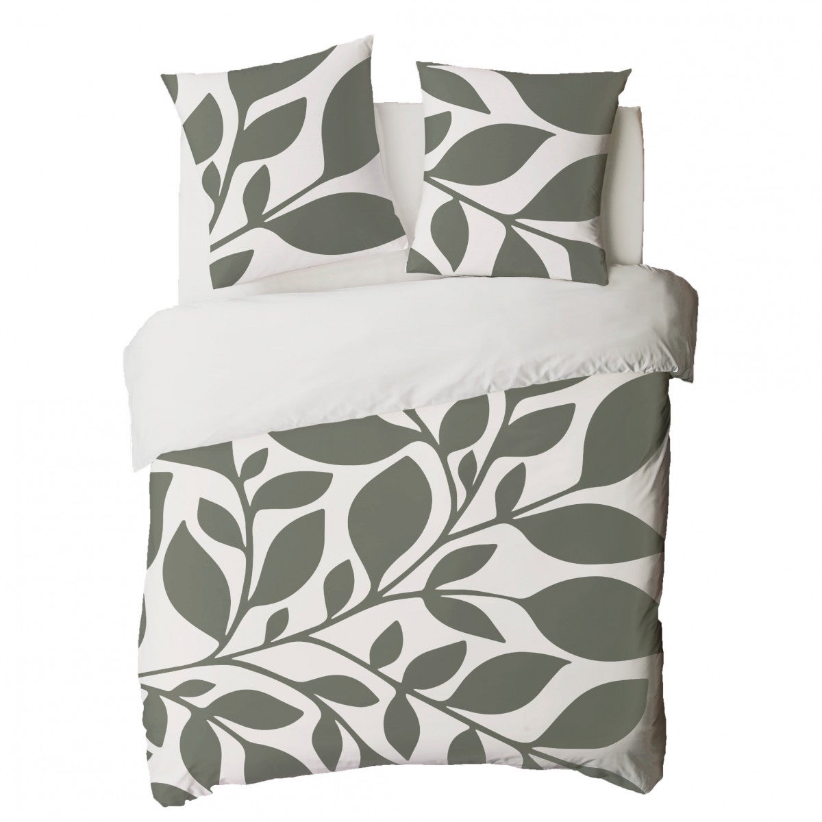 Parure de lit 2 personnes en coton 57 fils imprimé vert 260x240cm - 4