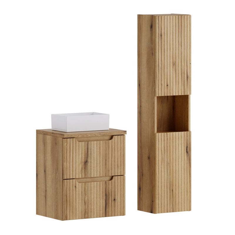 Zestaw łazienkowy Nova 50 cm dąb coast evoke z umywalką Gaja i słupkiem