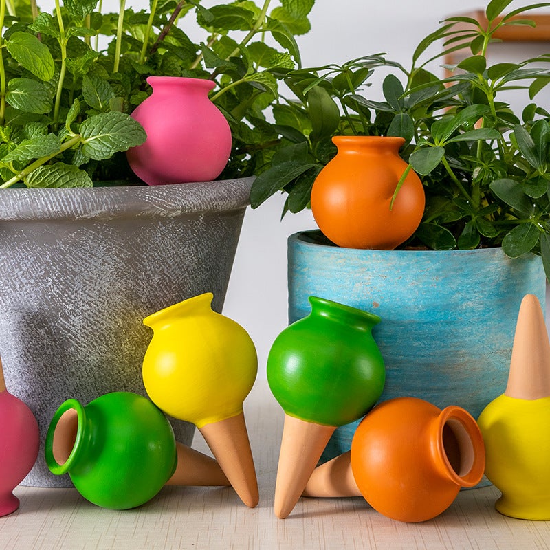 Lot de 4 goutteurs d’eau en céramique–Système d’irrigation goutte-à-goutte automatique pour plantes en pot–Arrosage décoratif pour intérieur/extérieur - 5