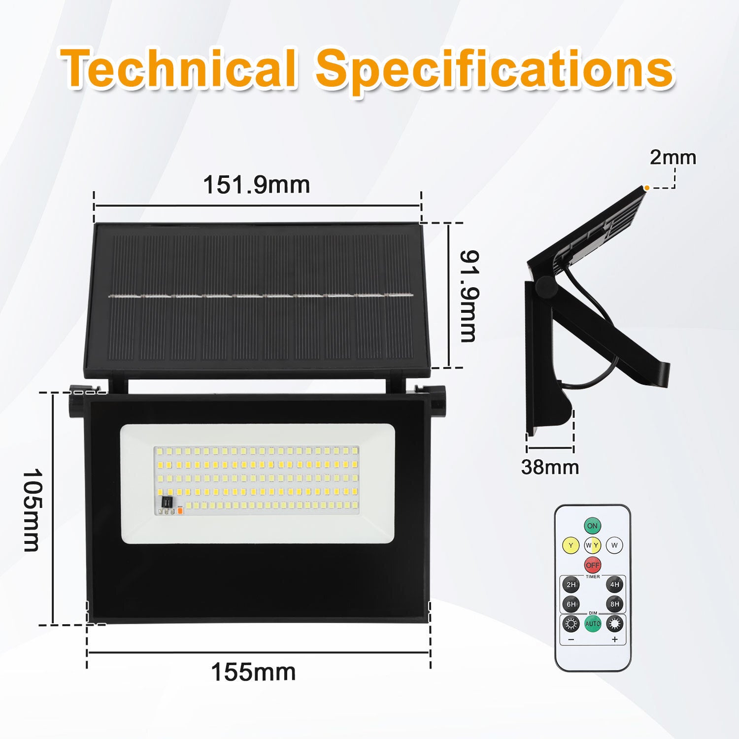 2X Lâmpada solar exterior LED com sensor de movimento Lâmpada de jardim Spot solar Lâmpada de parede - 2