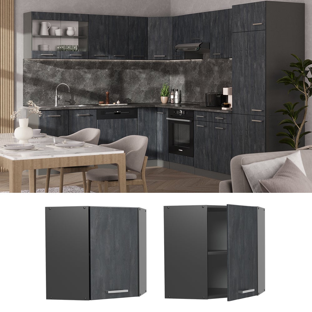 Vicco Elément haut de cuisine R-Line, Béton noir, 57cm - 2
