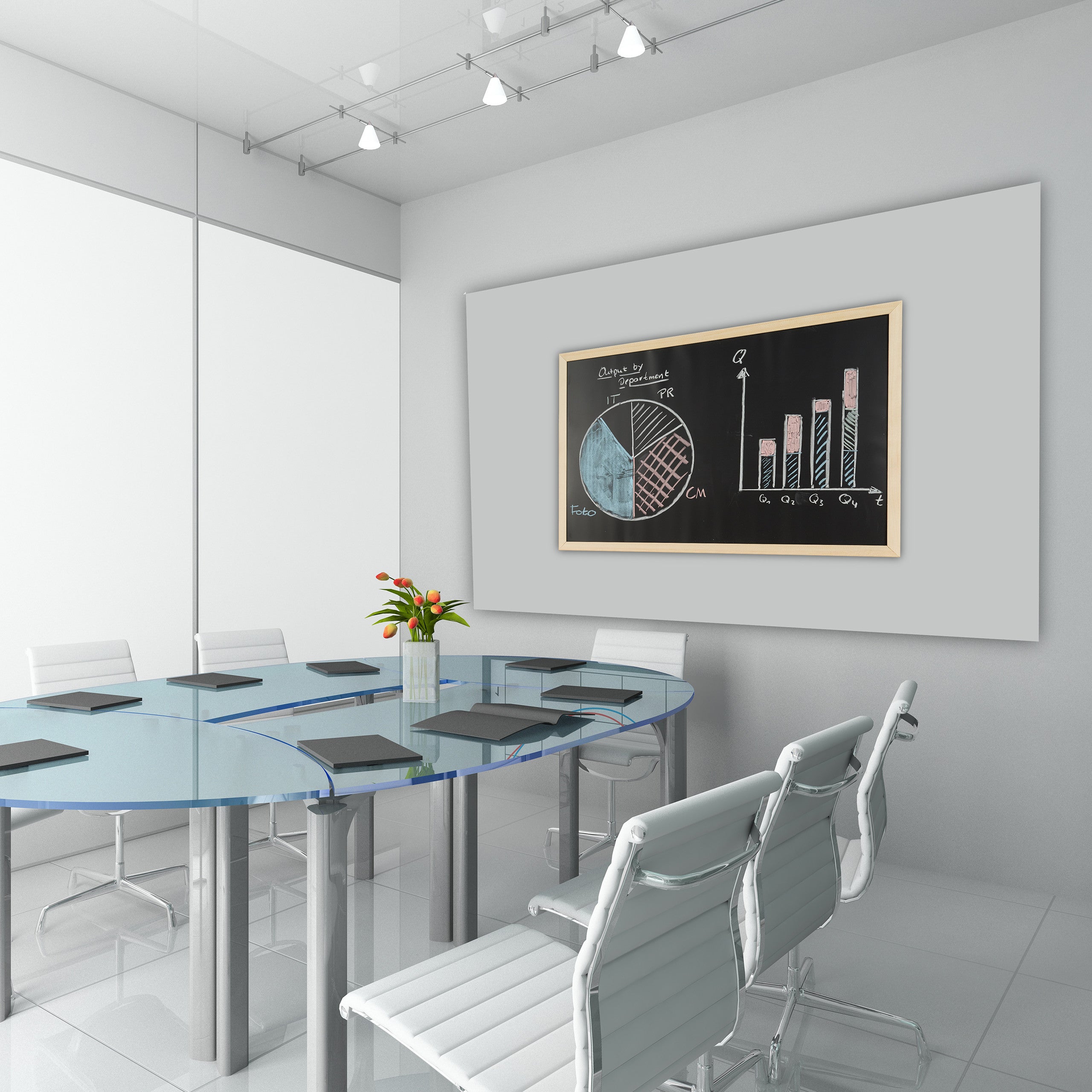 4x Lavagna per Gesso con Cornice in Legno, Cancellabile, Bacheca da Ufficio, da Parete, 40x60cm, Nera - 3