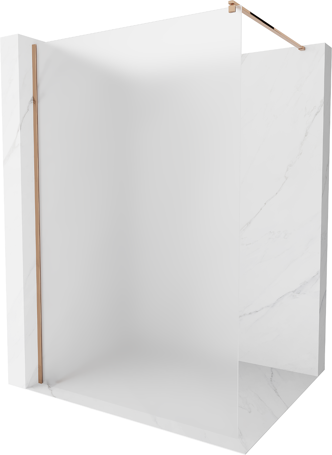 Mexen Kioto ścianka prysznicowa Walk-in 100 x 200 cm, szron 8 mm, różowe złoto - 800-100-101-60-30