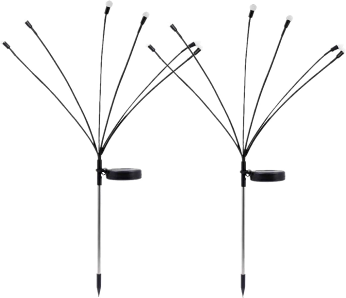 Lampy solarne ze stałym białym światłem, 6 lamp o długości 75 cm, 2 pary, wodoodporne, do dekoracji trawnika