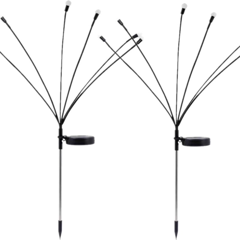 Lampy solarne ze stałym białym światłem, 6 lamp o długości 75 cm, 2 pary, wodoodporne, do dekoracji trawnika